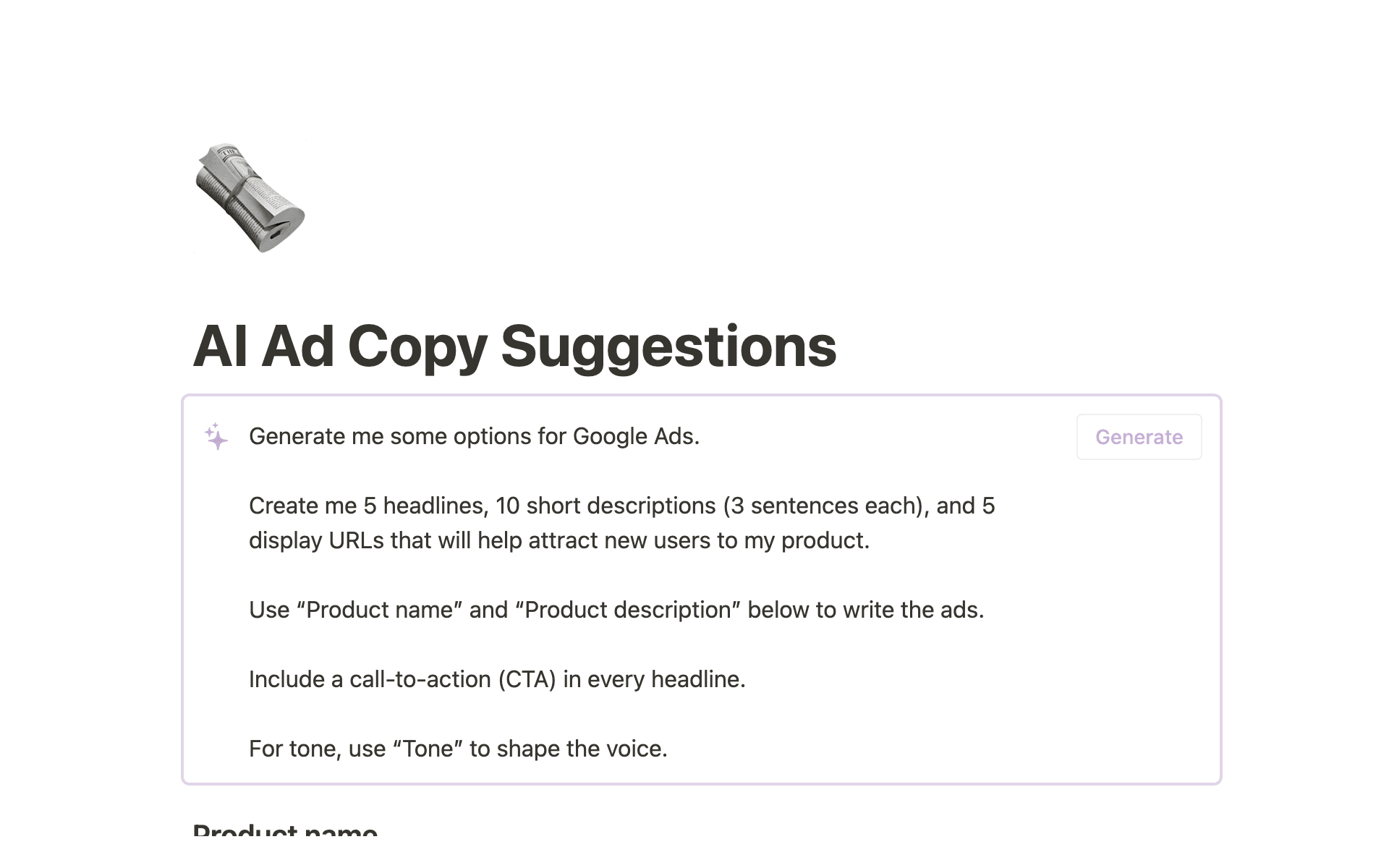 How to create email copy with Notion AI
