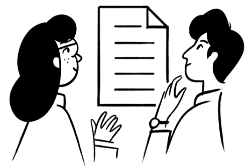 People reviewing a document.